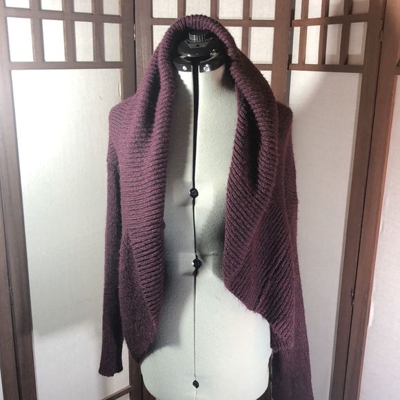 Purple sweater/open front maroon cardigan/ the “cocoon” style. - Picture 2 of 11